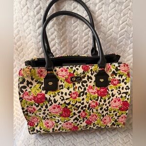 SOLD!! Luv Betsey by Betsey Johnson Floral and Leopard Print Women's Tote Bag